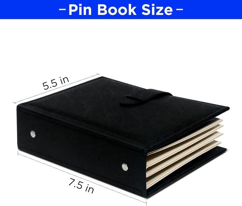 CollectHall Portable Enamel Pin Album, Pin Trading Book, to Display and Trade Your Disney Pins, 42 Pins Capacity, PU Leather Pin Holder, Fit Rubber Pin Back, Black, CHMTC11-H - Image 3